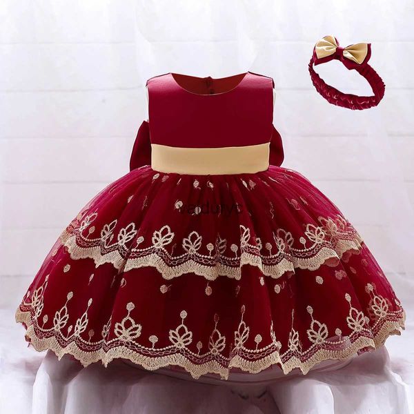 Mädchenkleider Säuglings Sommer Baby Kleider Bogen Spitze Neugeborene Taufe Prinzessin Kleid für Mädchen Geburtstagsfeier Kleid Kleinkind Taufkleid H240508