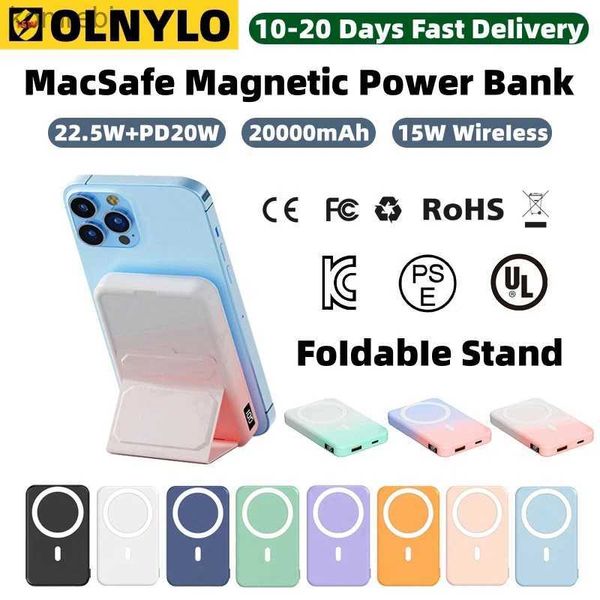 Cep Telefonu Güç Bankaları 20000mAH Manyetik Kablosuz Powerbank Magsafe Güç Bankası 22.5W iPhone 12 13 14 15 Pro Max Harici Pil Packl240111