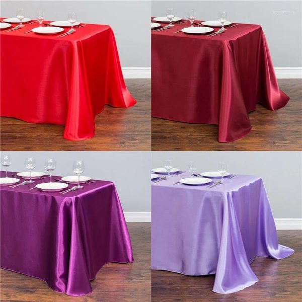 Toalha de mesa de cetim para festa de casamento, decoração de banquete, toalha de mesa retangular, sobreposição