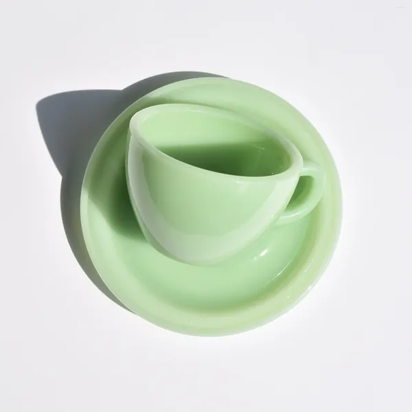 Weingläser Jade Milchglas Kaffeetasse Retro Dick Dudu Tee Frühstücksteller Set Sets