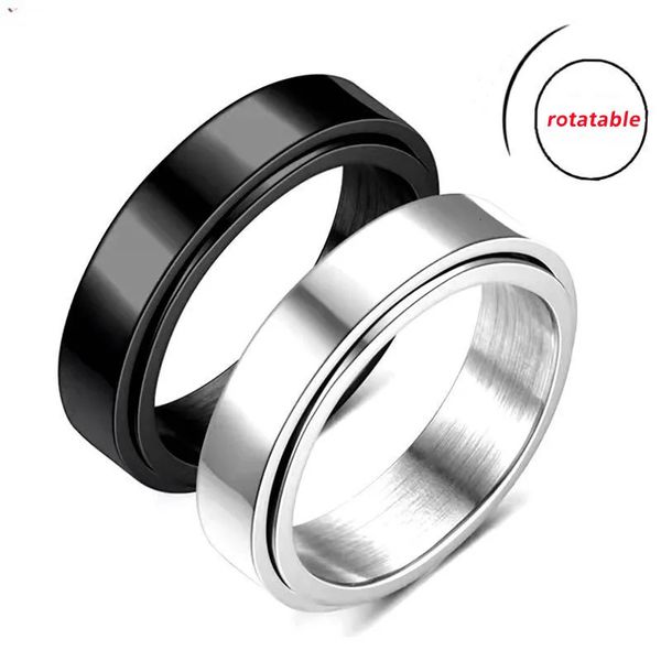 Anti-stress ansia Fidget Spinner Coppia Anelli per gli amanti Rotante Fede nuziale in acciaio inossidabile Knuckle Anelli Gioielli Anillo 240110