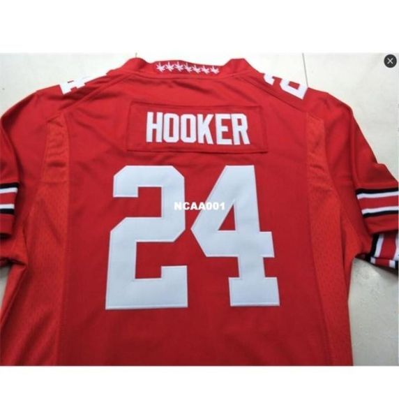 001 24 Malik Hooker Ohio State Buckeyes College Jersey branco vermelho preto personalizado S4XLou personalizado qualquer nome ou número jersey3015006