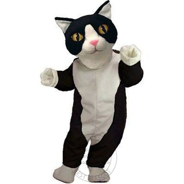 Costume della mascotte del gatto bianco nero di alta qualità di Halloween per la personalizzazione del supporto di spedizione gratuita per la vendita della mascotte del personaggio dei cartoni animati del partito