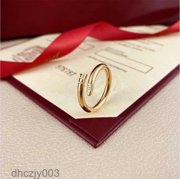 Дизайнерские любовные кольца для женщин, ювелирные изделия для пар, титановая сталь с бриллиантами, кольца с одним гвоздем, модная уличная классика, золото, серебро, розовый цвет, дополнительный размер 5 62IX