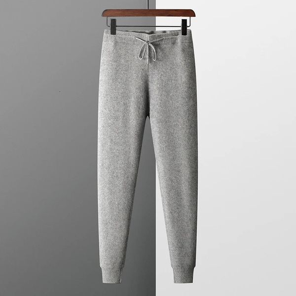 vendita di SXXL leggings da uomo in puro cashmere al 100% di fascia alta lavorati a maglia comodi pantaloni casual a gamba larga prodotto 240111