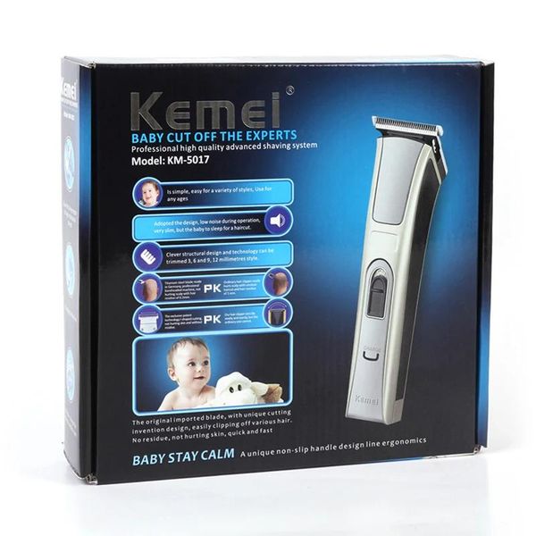Aparador Kemei KM5017 À Prova D 'Água de Alta Potência Recarregável Máquina de Cortar Cabelo Elétrico Bebê Crianças Aparador de Cabelo Mudo Corte de Barbeiro