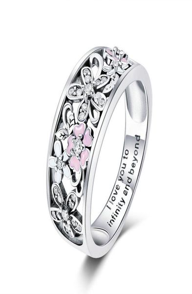 Модное кольцо из стерлингового серебра 925 пробы сакуры вишневого цвета с розовым цветком, женские ювелирные изделия, размер 69 для девочек, рождественские подарки9898352