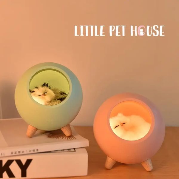 Schreibtisch Tischlampe Touch Sensor Dimmbar Katze Haus LED Nachtlicht USB Aufladbare Schlafzimmer Nachttischlampe Für Kinder Baby Geschenk