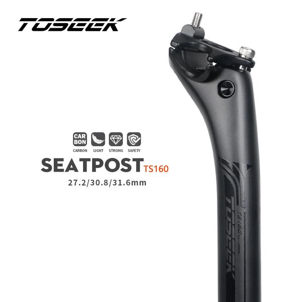 TOSEEK Carbon-Sattelstütze 27,2/30,8/31,6 mm Mattschwarz MTB/Rennrad Sattelstütze Länge 400 mm Sitzrohr Fahrradteile 240110