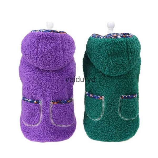 Abbigliamento per cani Cappotto invernale per animali in pile e design con tasca grande Cucciolo di gatto Vestiti caldi 2 colori 5 taglievaiduryd