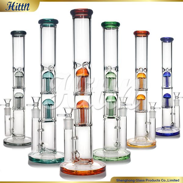 Bong di vetro giaccone acqua di bong dritta drom doppio 8 albero armi percolatori bong spessa 5 mm a mano pivalpa di acqua soffiata ciotola da 18 mm per fumare 16,7 pollici