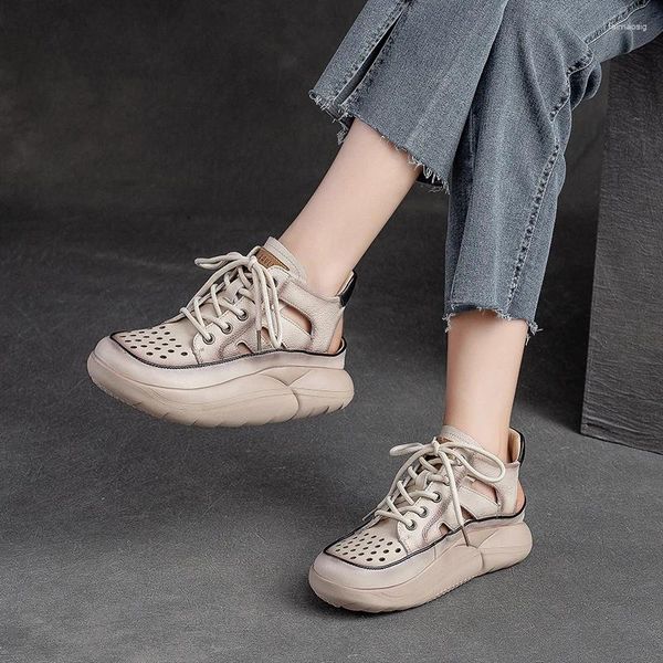 Sandallar Kadınlar Vintage Orijinal Deri Daireler Ayakkabı Kadın Tasarımcısı Lüks Kadın Loafers Moccasin Yaşlı Geniş Fit Ayakkabıları Yaz Sandal