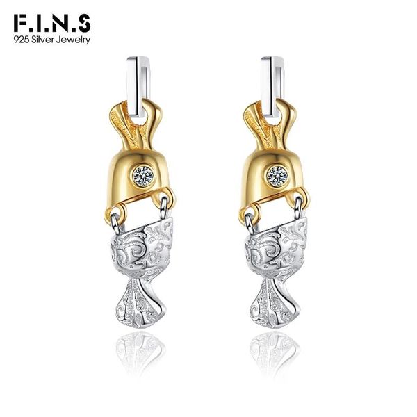 Orecchini F.I.N.S Originale S925 Puro Argento Sterling Oro Divertente Caramelle Orecchini a pendaglio Colore Contrasto Rilievo Piercing All'orecchio Gioielleria Raffinata Regali