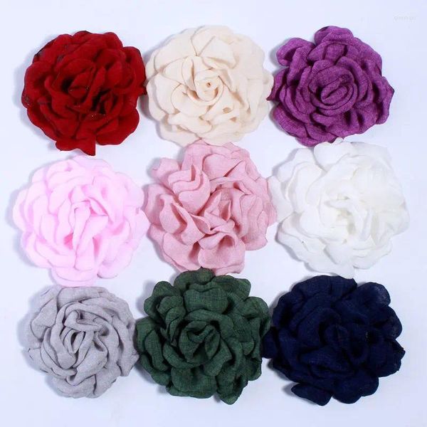 Acessórios de cabelo 10pcs 8cm cetim artificial queimado peônia flor para grampo de cabelo vestuário headwear diy u escolher cor