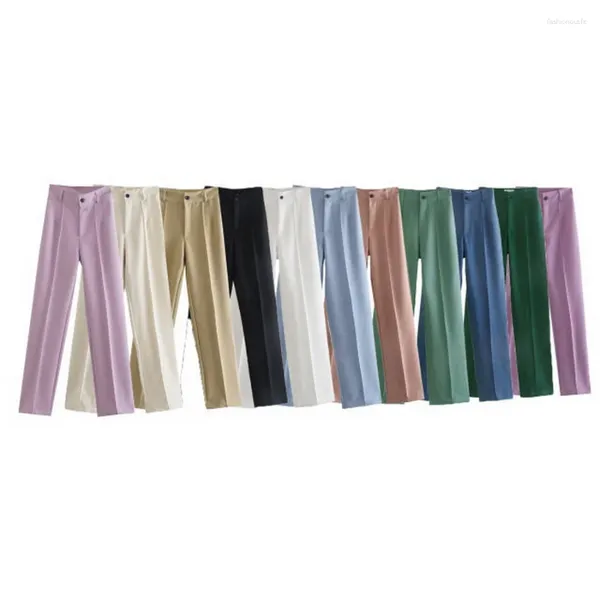 Calças femininas 20 pçs/lote mulheres chique moda escritório desgaste reto vintage cintura alta zíper calças femininas