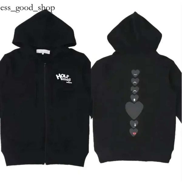 Novo comme moletom com capuz masculino feminino zíper solto casaco jogar moletom cardigan des pequeno coração vermelho jaqueta padrão cdgs hoodie 746