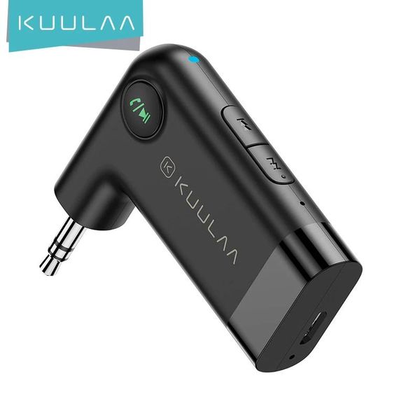 Anschlüsse KUULAA Bluetooth-Empfänger 5.0 3,5-mm-AUX-Buchse Audio-Wireless-Adapter für Auto-PC-Kopfhörer Mikrofon 3.5 Bluetooth 5.0-Empfänger