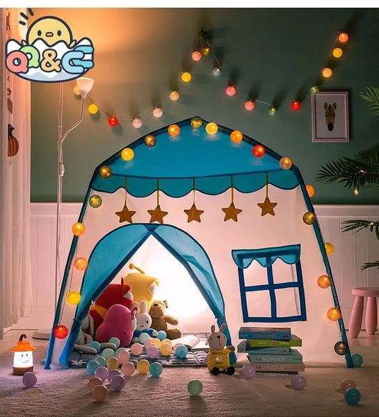 Crianças Teepee Campanha Tenda de Ar para Crianças Tipy Princesa Castelo Meninos Playhouse Dobrável Brinquedos Interiores para Meninas Presentes de Natal 240110