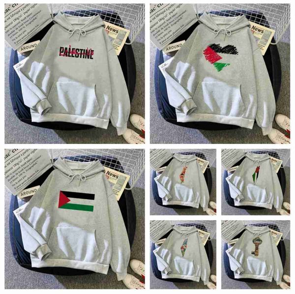 Felpe Felpe con cappuccio da donna Bandiera della Palestina Donna anni '90 Anime Sweat Y2k Felpe estetiche Maglione vintage femminile t6