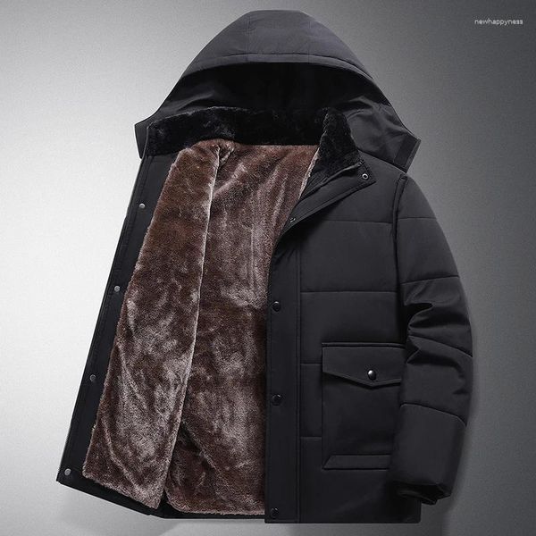 Chaquetas para hombres Otoño Invierno Hombres Parkas Al aire libre Cortavientos Chaqueta de lana Algodón Acolchado Abrigo a prueba de viento Grueso Cálido Forro de cachemira masculino