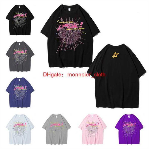 Designer de moda roupas hip hop camisetas jovens bandido estrela mesmo sp5der 555555 rosa tee águia manga curta t-shirt k7el