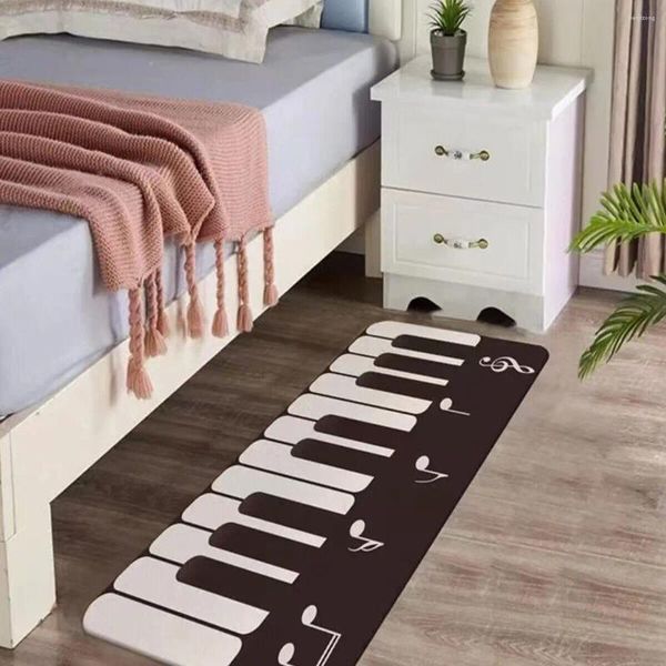 Tappeti Nero Bianco Pianoforte Camera da letto Tappeto Velluto di cristallo Tappetino antiscivolo Testiera Moderno e minimalista