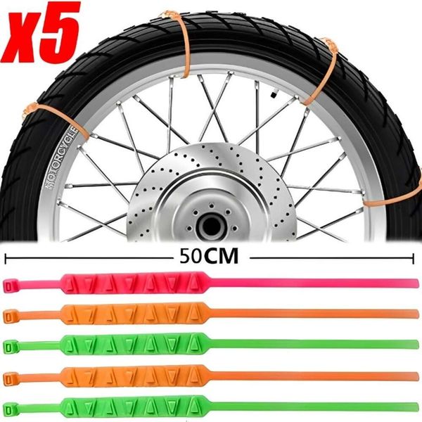 Nuovo 5-1 pz Catene da neve antiscivolo per motociclette Ruote per pneumatici invernali Fascette antiscivolo per moto Strumento per catena di pneumatici di emergenza