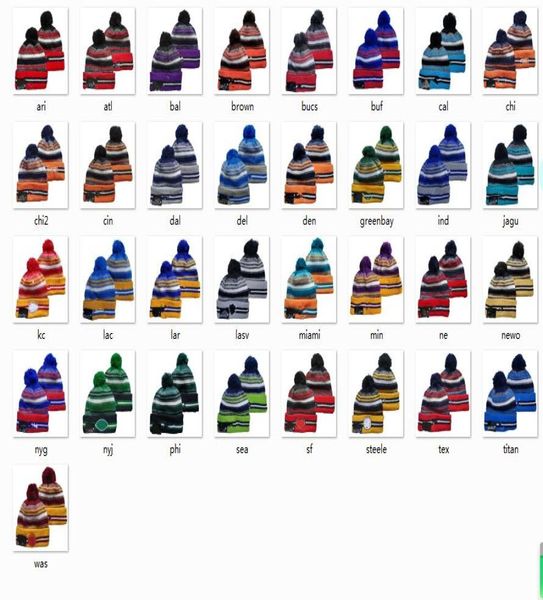 Yeni Futbol Beanies 2021 Sideline Sport Pom Pom Kuapfed Örgü Şapka Knit Şapka Pom Pom Cap 32 Takımlar Tüm Caps5367797