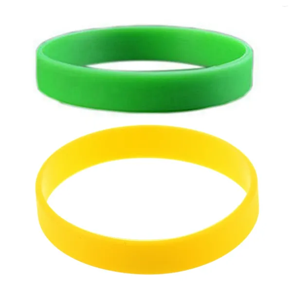 Charm-Armbänder, 2 Stück, modisches Silikon-Gummi-Elastizitäts-Armband, Armband, Gelb, Grün