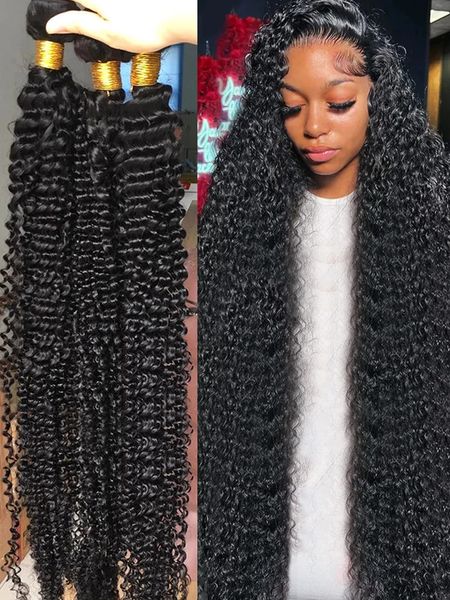 Luvin 30 40 Zoll Lose Tiefe Welle Bundles Menschliches Haar 100% Brasilianische Remy Haar Lockige Wasser Welle 3 4 Bundles Deal Großhandel 240111