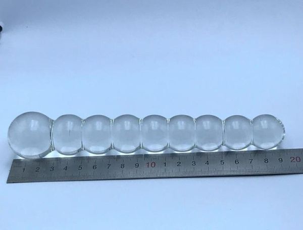Pyrex Glass 9 perline anali butt plug grande palla grande cristallo dildo pene artificiale cazzo gay masturbarsi giocattolo adulto del sesso per donne uomini S2061538