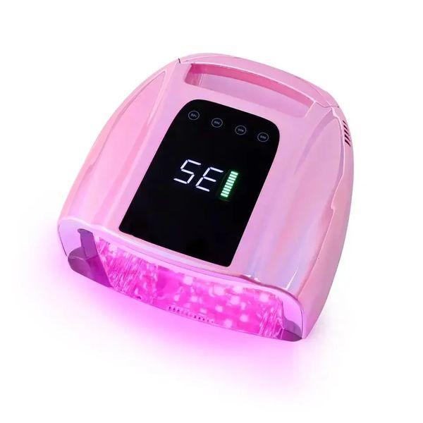 Lâmpada de unha recarregável de 96w com almofada de espelho, secador de esmalte em gel sem fio, máquina de pedicure, luz uv para unhas, sem fio, led 240111