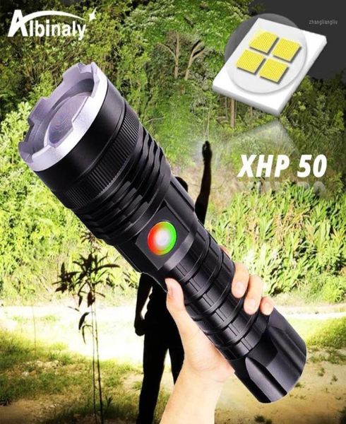 LED tattico Potente XHP50 Lampada con perlina LED Torcia 4 modalità di illuminazione Lanterna portatile impermeabile Per la notte all'aperto12149314