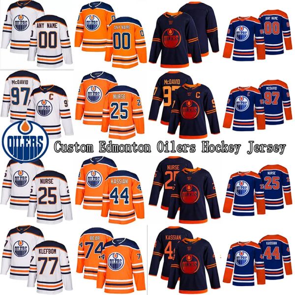 Özel Edmonton Oilers Jersey'nhl'''97 Connor McDavid 74 Ethan Bear 44 Zack Kassian 25 Darnell Hemşire 18 Neal Hokey Formaları