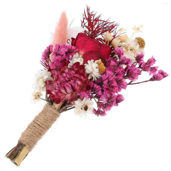 Fiori decorativi Piccolo bouquet di decorazione di nozze secca Mini boutonniere fai da te Disposizione floreale