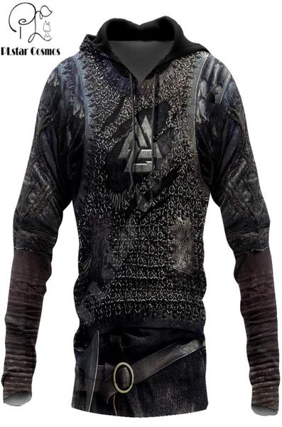 Viking Armor Tattoo 3D Stampato Felpe con cappuccio da uomo Harajuku Moda Felpa Costume cosplay Giacca casual unisex Felpa con cappuccio WJ003 CX2006406430