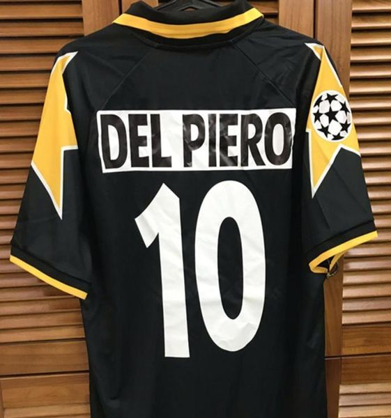 JU 9697 vintage clássico UCL away camisa camisa mangas curtas Del Piero Inzaghi nome personalizado número patches patrocinador8916875