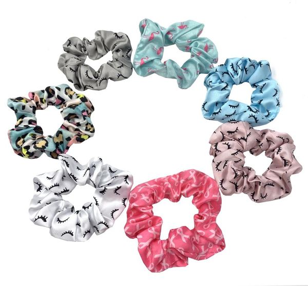 7 renk 100pcs Bütün kirpik Scrunchies Flamingo Meme Kanseri Baskı Leopar Saç Scrunchies Ponytail Tutucu Saç Kravat Bracele3199567