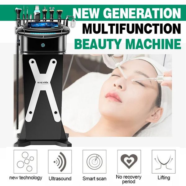 Neues Modell 9 in 1 Radiofrequenz-Gesichts- und Augenpflege Ultraschall Hautrevitalisierung Faltenbeseitigung Aqua Peel Feuchtigkeitspeelinggerät 2 Farben optional