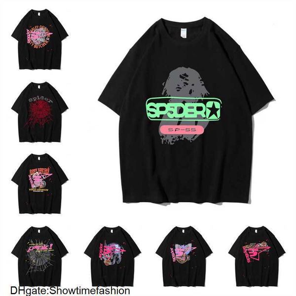 555 Designer Hip Hop Kanyes Style Sp5der T-Shirt Spider Jumper Europäische und amerikanische junge Sänger Kurzarm-T-Shirts Mode Sport RFE0