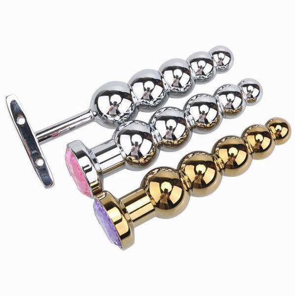 Vagina estimular butt plug massagem de próstata ânus contas liga de alumínio metal plugues anais com 5 bolas brinquedos sexuais para homens e mulheres gay2188769