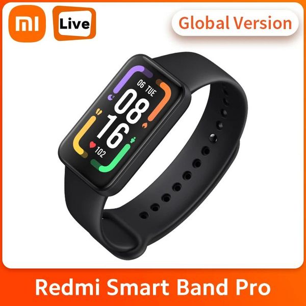 Dispositivos Novo Xiaomi Redmi Smart Band Pro Versão Global Mi Pulseira 6 Tela AMOLED Oxigênio Sanguíneo Fitness Sleep Tracking 5ATM À Prova D 'Água