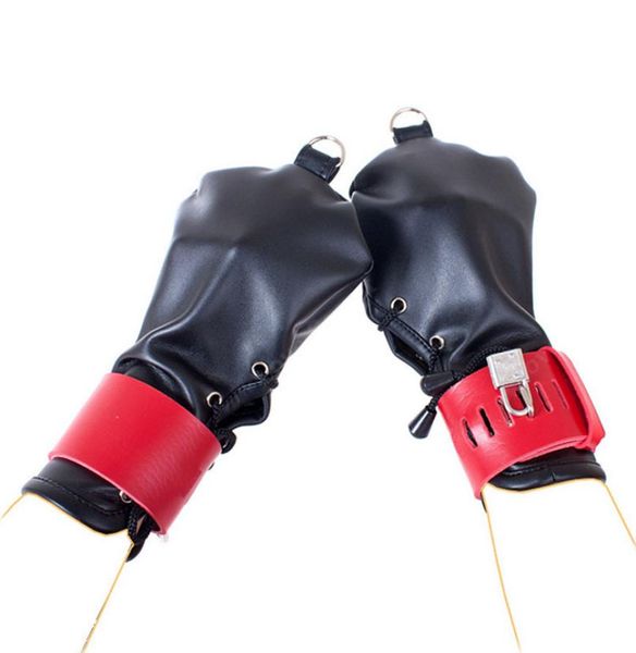 1 Paar Locking Handschuhe Hund Pfote Palm PU Leder Hand Handschuhe Bondage Fesseln Sex Spielzeug für Frauen Erwachsene Spiel Slave sex Produkte5249434