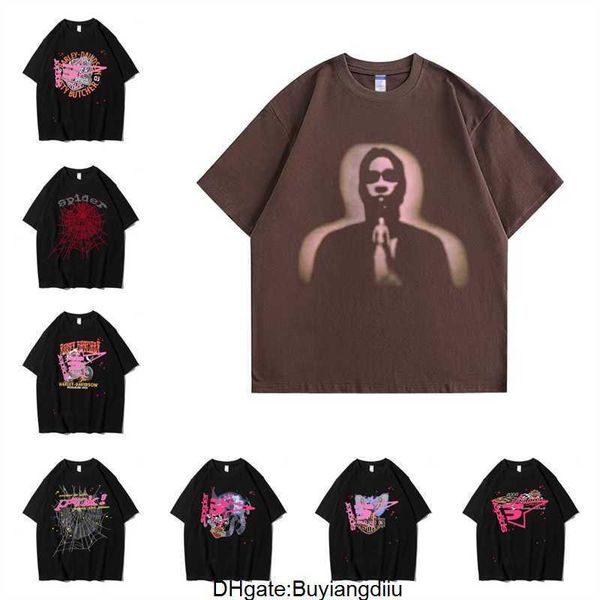 Мода Sp5der 555555 мужская футболка дизайнер Паук молодой бандит король футболка ангел серии номер мужчины женщины 1 высокое качество паутина с принтом футболки WU5O