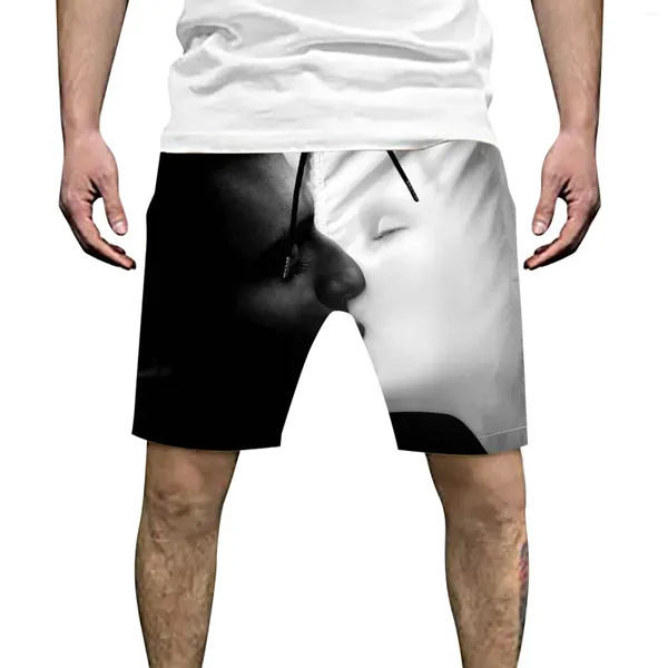 Herren Shorts Sommer Schwarz Weiß Muster 3D Gedruckt Nw941eg Workout Pack Herren Knielang Basketball