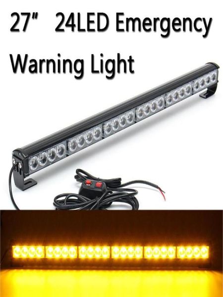 Luci di emergenza 12V 24 LED per auto camion luce stroboscopica barra faro di avvertimento lampada da tetto impermeabile illuminazione di pericolo ambra9361123