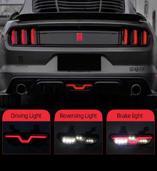 1PCS Für Ford Mustang 2015 2016 2017 2018 2019 2020 Auto LED Reflektor Hinten Nebel Lampe Bremslicht Backup lampe Hinten Stoßstange Light2971688