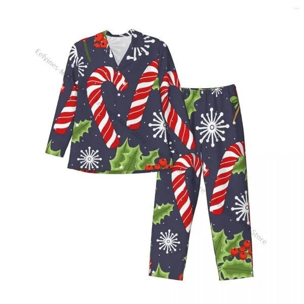 Pijamas masculinos conjuntos de pijama renas de natal e itens de férias manga longa lazer outwear outono inverno loungewear