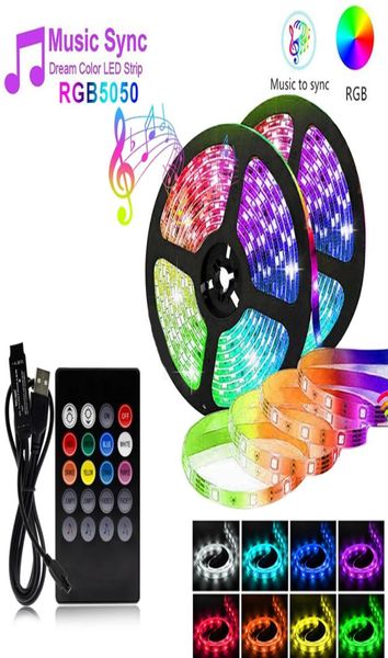 À prova dwaterproof água usb led luz de tira smd 5050 controle música rgb rf remoto fita flexível lâmpada corda para dv desktop background8852507