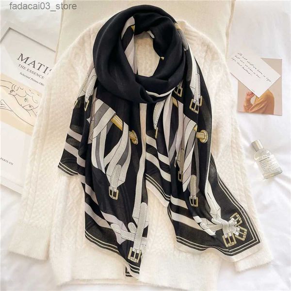 Lenços primavera outono mulheres cachecol marca de luxo moda cachecóis inverno quente xale simples hijab europa américa popular turba neckerchief q240111